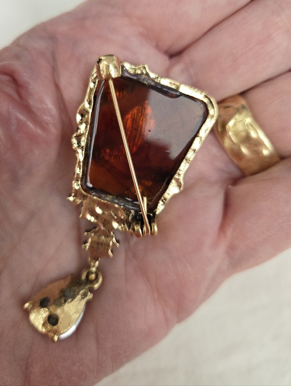 NWOT Vintage Style Amber & Crystal Snake Brooch - Picture 2 of 9